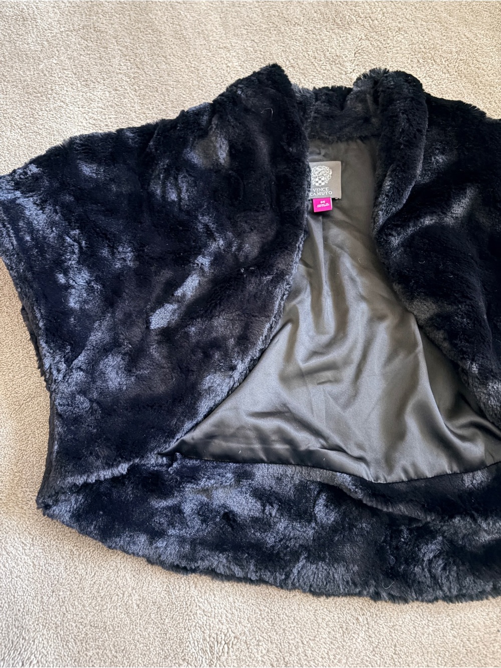 Vince Camuto Black Faux Fur Cropped Jacket